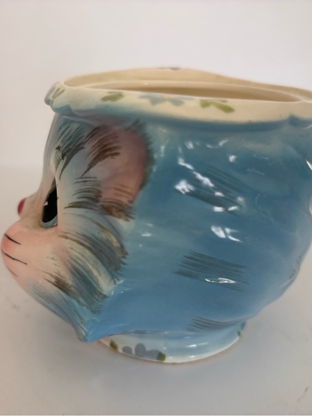 Lefton Kawaii Miss Priss Cat Face Sugar Bowl/Planter No Lid Kitschy Vintage - Picture 4 of 10